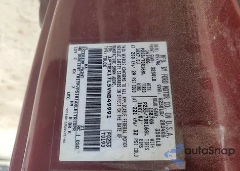 1997 Ford F150 из США, поврежденный, VIN 1FTEX17L5VNB49991